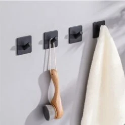 4x Handdoekhaakjes (Zelfklevend) Van RVS Zwart – Zelfklevende Haakjes – Wandhaak – Handdoekhouder – Ophanghaken Voor Keuken Of Badkamer -Badkamer Kast Winkel 1200x1200 884