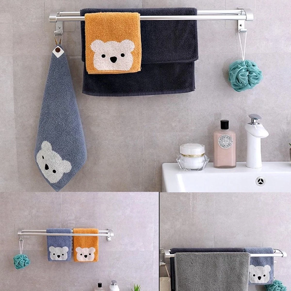 Merkloos Decopatent® Dubbele Handdoekrek - Handdoekhouder 2 Haken - Badkamer - Keuken - Zonder Boren - Handdoekenstang - Handdoekenrek 3 Merkloos Decopatent® Dubbele Handdoekrek - Handdoekhouder 2 Haken - Badkamer - Keuken - Zonder Boren - Handdoekenstang - Handdoekenrek - Afbeelding 3