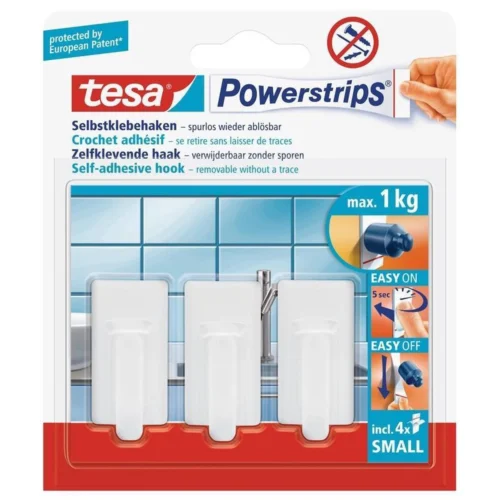Tesa Powerstrips Haken Small - Wit - 3 Stuks