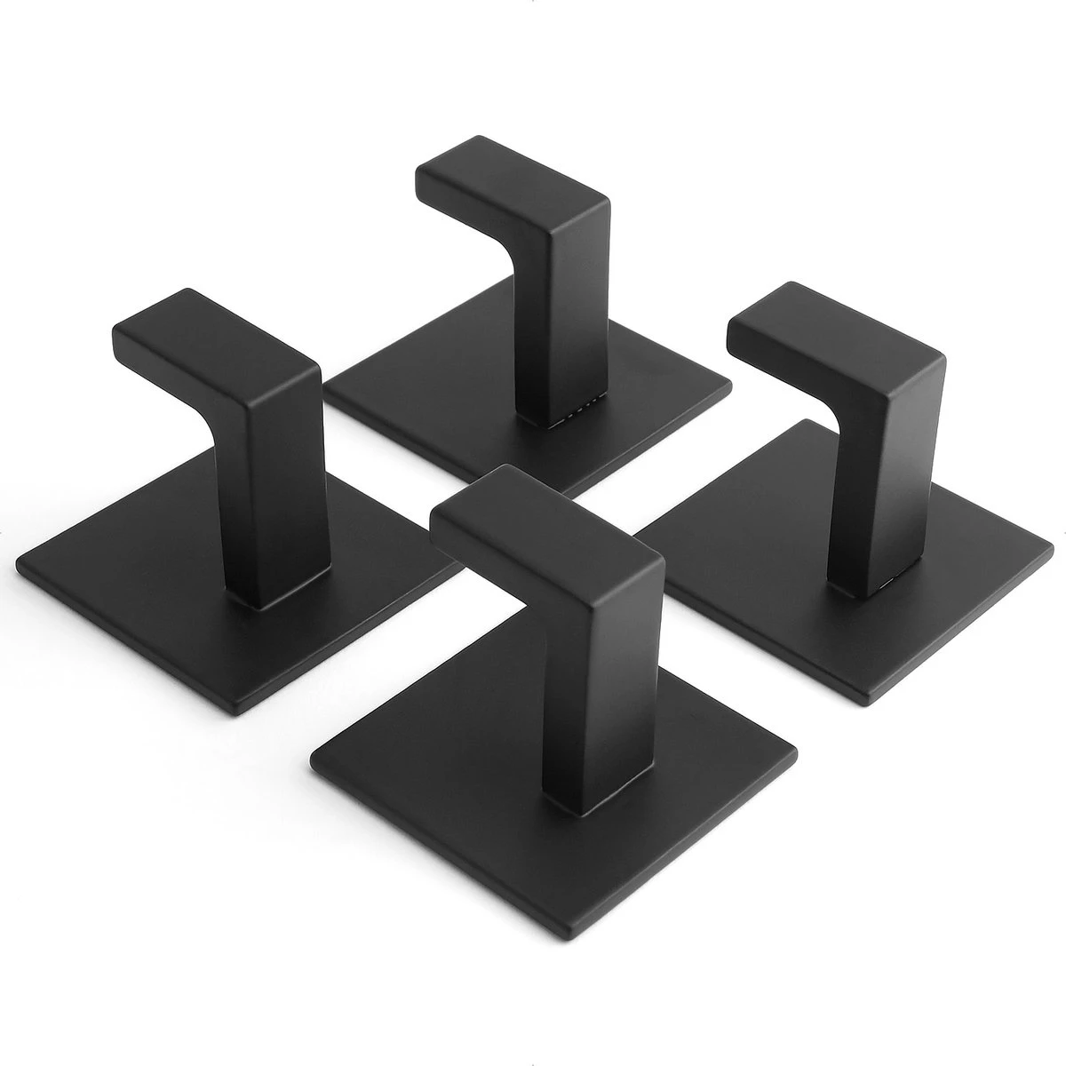 Stål Handdoekhaakjes Zelfklevend Zwart - Vierkant - 4 Stuks 2 Stål Handdoekhaakjes Zelfklevend Zwart - Vierkant - 4 Stuks - Afbeelding 2