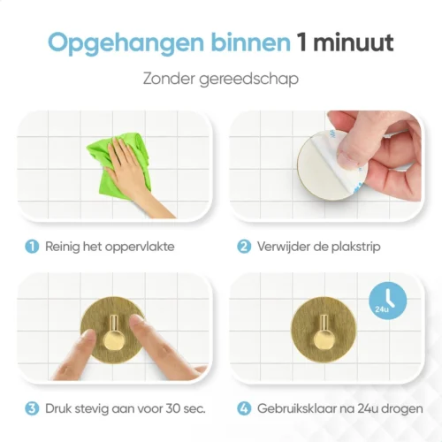 Trendfield Handdoekhaakjes Zelfklevend Goud - 2 Ronde Gouden Handdoek Haakjes - Handdoekhaak - Goud -Badkamer Kast Winkel 1200x1200 943
