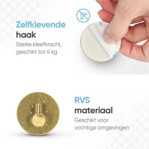 Trendfield Handdoekhaakjes Zelfklevend Goud - 2 Ronde Gouden Handdoek Haakjes - Handdoekhaak - Goud -Badkamer Kast Winkel 1200x1200 946