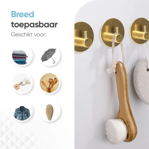 Trendfield Handdoekhaakjes Zelfklevend Goud - 2 Ronde Gouden Handdoek Haakjes - Handdoekhaak - Goud -Badkamer Kast Winkel 1200x1200 948