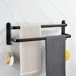 Vannons - Handdoekrek - Handdoekrek Badkamer - 2 Handdoeken - Zwart