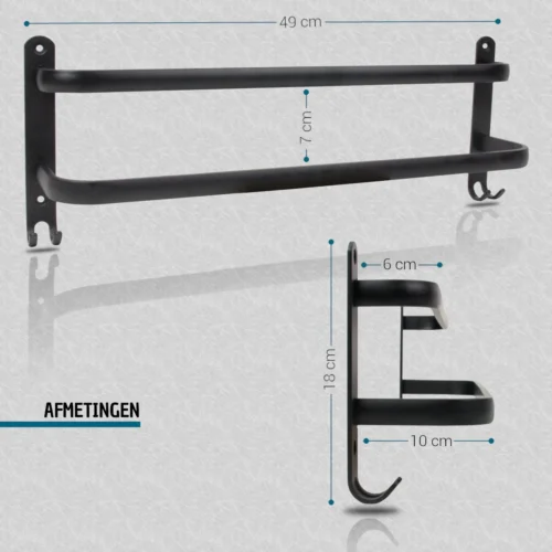 Vannons - Handdoekrek - Handdoekrek Badkamer - 2 Handdoeken - Zwart -Badkamer Kast Winkel 1200x1200 976