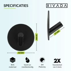 Handdoekhaakjes Zelfklevend - Zwart - Haakjes Handdoek 2st - Badkamer & Keuken -Badkamer Kast Winkel 1200x1200 993