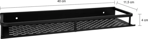 QUVIO Doucherek / Planchet - Set Van 3 - Planchet Badkamer - Badkamerplankje - Keukenrek - Kruidenrekje - Wandplank - Specerijenrek - Badkamerrekjes - 3-delig - Rechthoekig - Zwart - Aluminium - 11, X 40 X 4 Cm -Badkamer Kast Winkel 1200x318