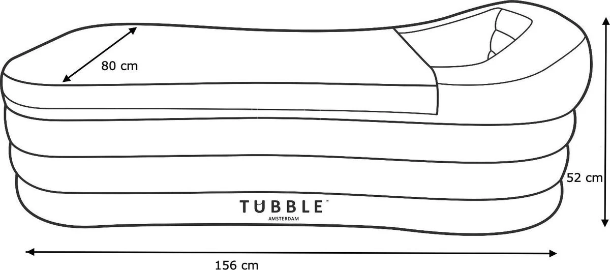 Tubble® Royale Air Bath - 255L - Ambient Taupe - Opblaasbaar Ligbad – Voor Volwassenen 13 Tubble® Royale Air Bath - 255L - Ambient Taupe - Opblaasbaar Ligbad – Voor Volwassenen - Afbeelding 13