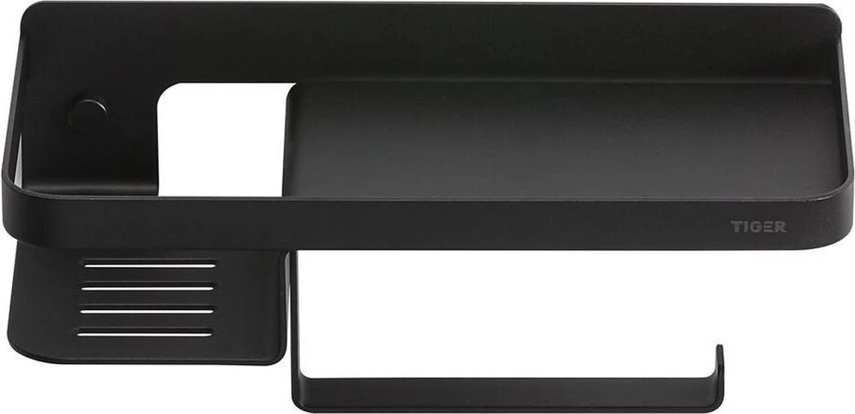 Tiger Caddy - Toiletrolhouder Met Planchet 24 Cm - Zwart 2 Tiger Caddy - Toiletrolhouder Met Planchet 24 Cm - Zwart - Afbeelding 2