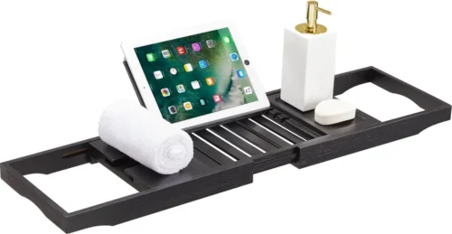 ACAZA Badrekje - Uitschuifbare Bamboe Bad Brug (Min 70 Cm - Max 105cm) - Verstelbare Plank Voor In Bad Met Tablet Houder - Zwart 7 ACAZA Badrekje - Uitschuifbare Bamboe Bad Brug (Min 70 Cm - Max 105cm) - Verstelbare Plank Voor In Bad Met Tablet Houder - Zwart -Badkamer Kast Winkel 1200x622