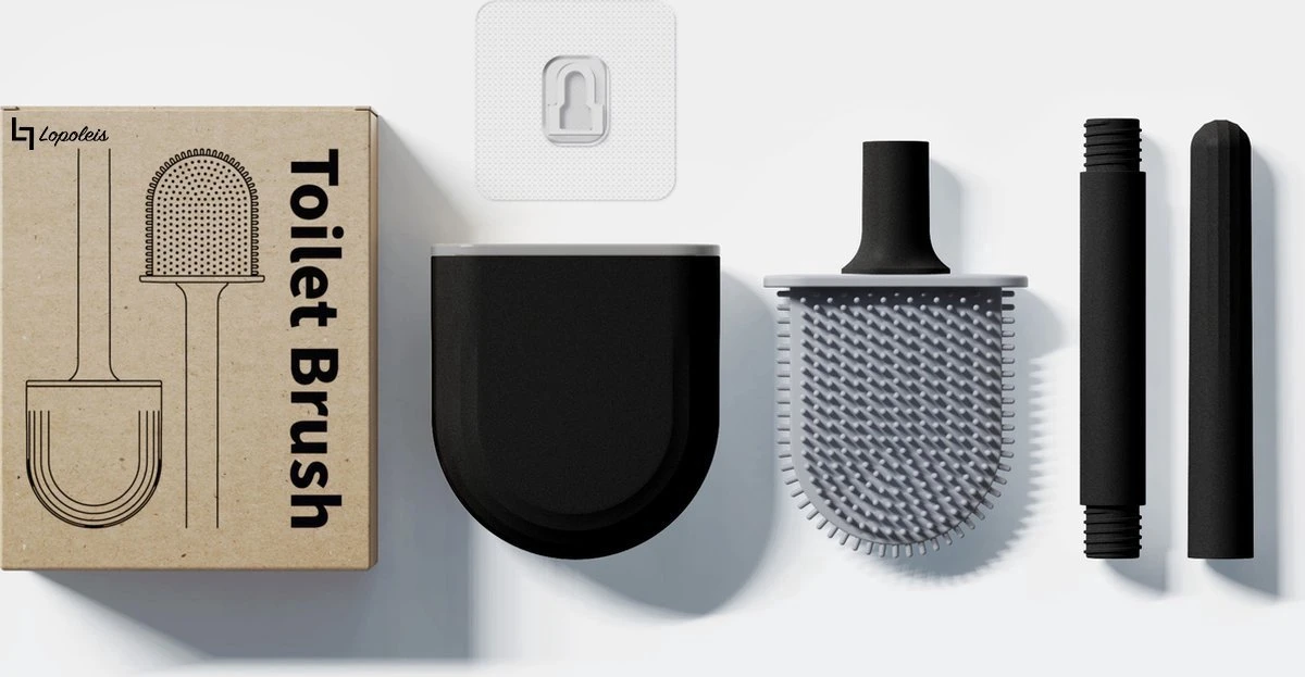 WC Borstel – Siliconen – Zwart – WC Borstel Met Houder – Vrijstaand – Hangend – WC Borstel En Houder – WC Borstel Zwart 11 WC Borstel – Siliconen – Zwart – WC Borstel Met Houder – Vrijstaand – Hangend – WC Borstel En Houder – WC Borstel Zwart - Afbeelding 11