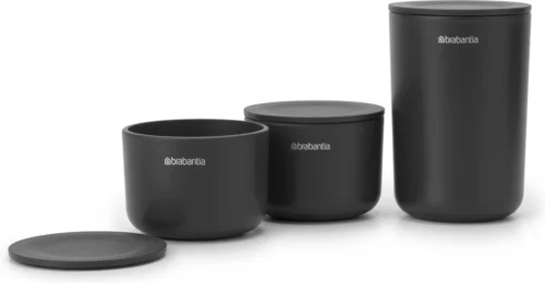 Brabantia ReNew Opbergpotjes - 3-delig - Dark Grey -Badkamer Kast Winkel 1200x625 1