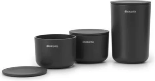 Brabantia ReNew Opbergpotjes - 3-delig - Dark Grey -Badkamer Kast Winkel 1200x629 3