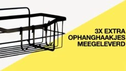 STRICX Doucherek 2 Laags Zwart - Zelfklevend Doucherek Inclusief 3 Ophanghaakjes - Doucherek Voor Badkamer / Keuken - Doucherek Met Plakstrip - Keukenrek Met Plakstrip - Badrek Douche - Kruidenrek Specerijen - Badkamerrek Douchemandje -Badkamer Kast Winkel 1200x675