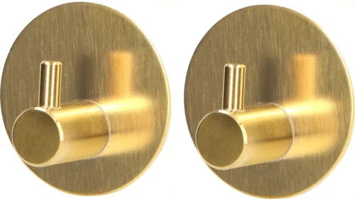 Trendfield Handdoekhaakjes Zelfklevend Goud - 2 Ronde Gouden Handdoek Haakjes - Handdoekhaak - Goud