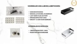 Merkloos Doucherek- Douchemand- Badkamerrek- Badkamer Organiser- Badkamer Organizer-Rekje Voor In De Douche- Badkamer Plank-Rekje Voor Shampoo- RVS- Zonder Boren- Zelfklevend- Rechthoek Vorm- Met Of Zonder Schroeven- Ophangbaar- Met Lijm- 40 Cm- Zwart -Badkamer Kast Winkel 1200x681 2
