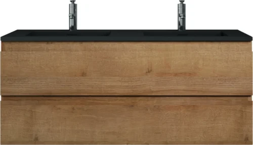 Badkamermeubel Angela 120cm Eiken - Badmeubel Met Zwarte Wastafel -Badkamer Kast Winkel 1200x689 1