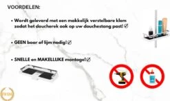 Merkloos Doucherek Zonder Boren –Douchemand- Badkamerrek-Doucheplank- Badkamer Organiser- Doucherek Hangend-Doucherek Zwart – Doucherek Hangend – Badkamer Organizer – Douche Organizer - Doucherekje - Doucherekje Zonder Boren-Zilver-Zwart-Wit -Badkamer Kast Winkel 1200x716 1