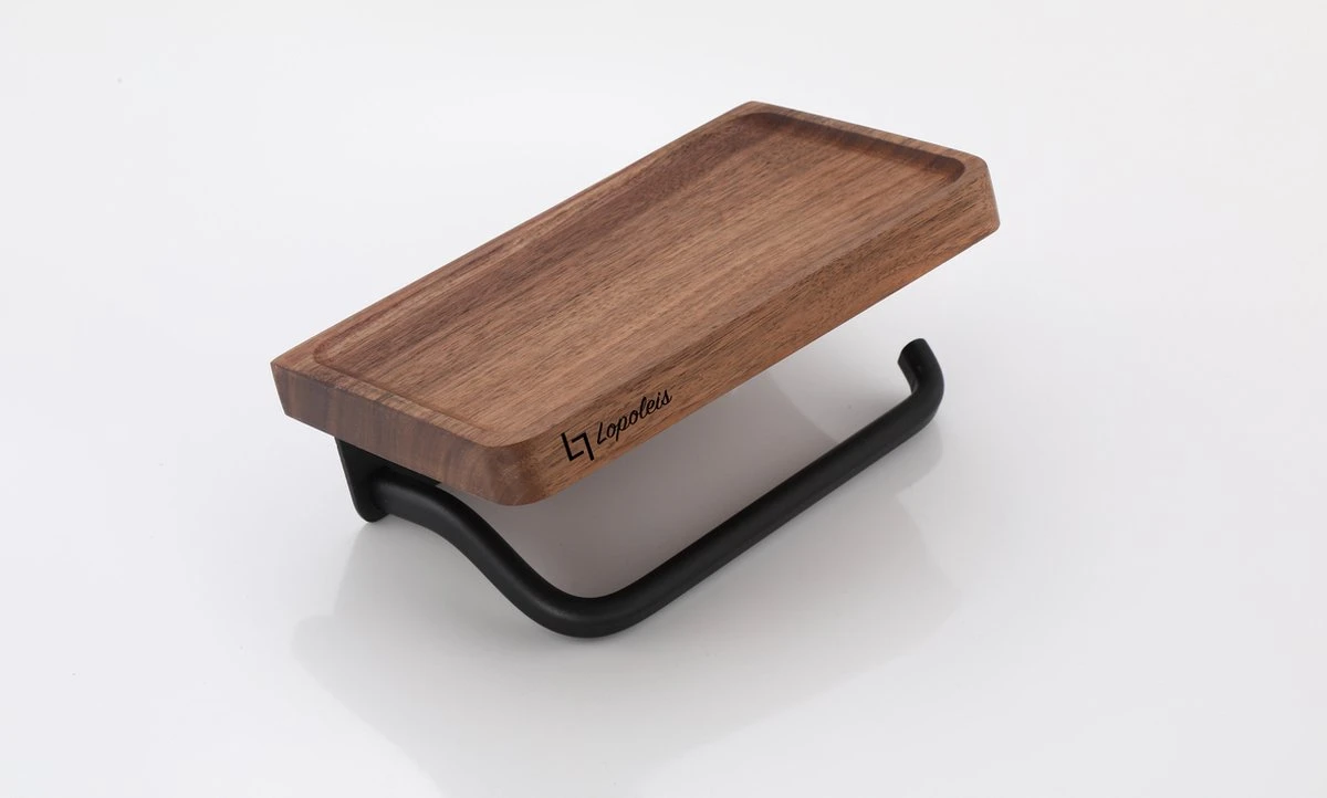 Lopoleis WC Rolhouder – WC-rolhouder – Luxe Toiletrolhouder Walnoothout – Zwart – Zelfklevend – WC Rolhouder Zonder Boren – Toiletrolhouder Met Plankje – WC Rolhouder Zwart – Badkamer Accessoires 5 Lopoleis WC Rolhouder – WC-rolhouder – Luxe Toiletrolhouder Walnoothout – Zwart – Zelfklevend – WC Rolhouder Zonder Boren – Toiletrolhouder Met Plankje – WC Rolhouder Zwart – Badkamer Accessoires - Afbeelding 5