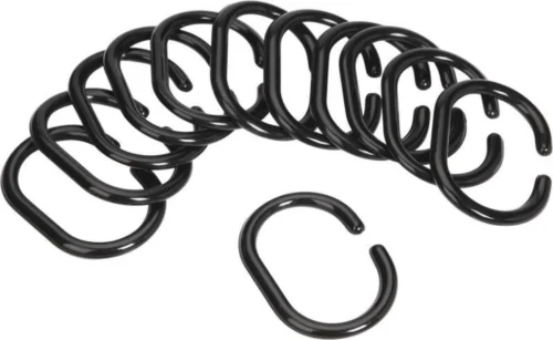 Merkloos Douchegordijn Ringen Set/12 Stuks - Zwart - Ringen Douche Gordijn - Shower Curtain Rings
