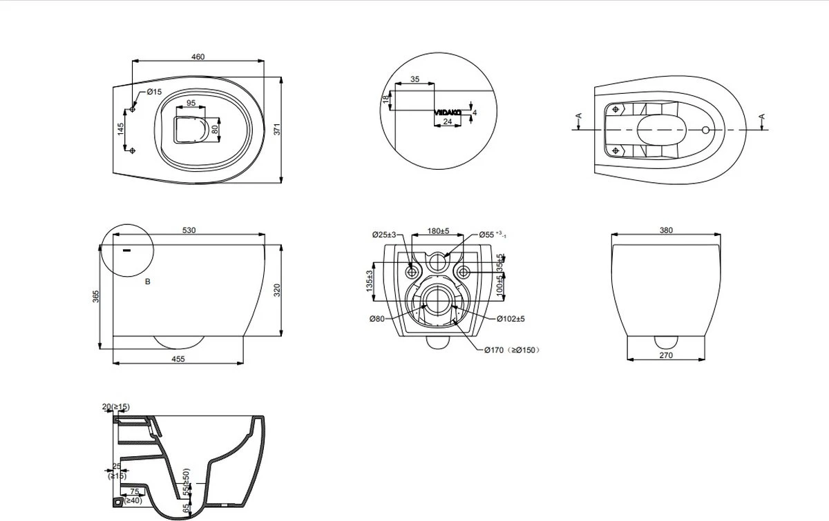 Viidako – Paskii Toiletpot – Mat Zwart – Design - Rimless – INCLUSIEF Softclose Zitting – Quick Release - Hangend/zwevend Toilet 2 Viidako – Paskii Toiletpot – Mat Zwart – Design - Rimless – INCLUSIEF Softclose Zitting – Quick Release - Hangend/zwevend Toilet - Afbeelding 2