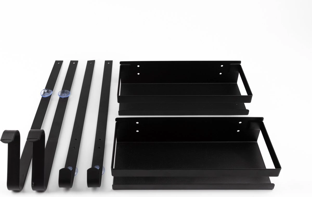 Doucherek Zonder Boren - Zwart - 2-Laags Doucherekje - Hangend Aan Douchewand 7 Doucherek Zonder Boren - Zwart - 2-Laags Doucherekje - Hangend Aan Douchewand - Afbeelding 7