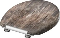 SCHÜTTE WC-Bril 82368 OLD WOOD - Duroplast - Soft Close - Afklikbaar - RVS-Scharnieren - Decor - 3-zijdige Print -Badkamer Kast Winkel 1200x761 3