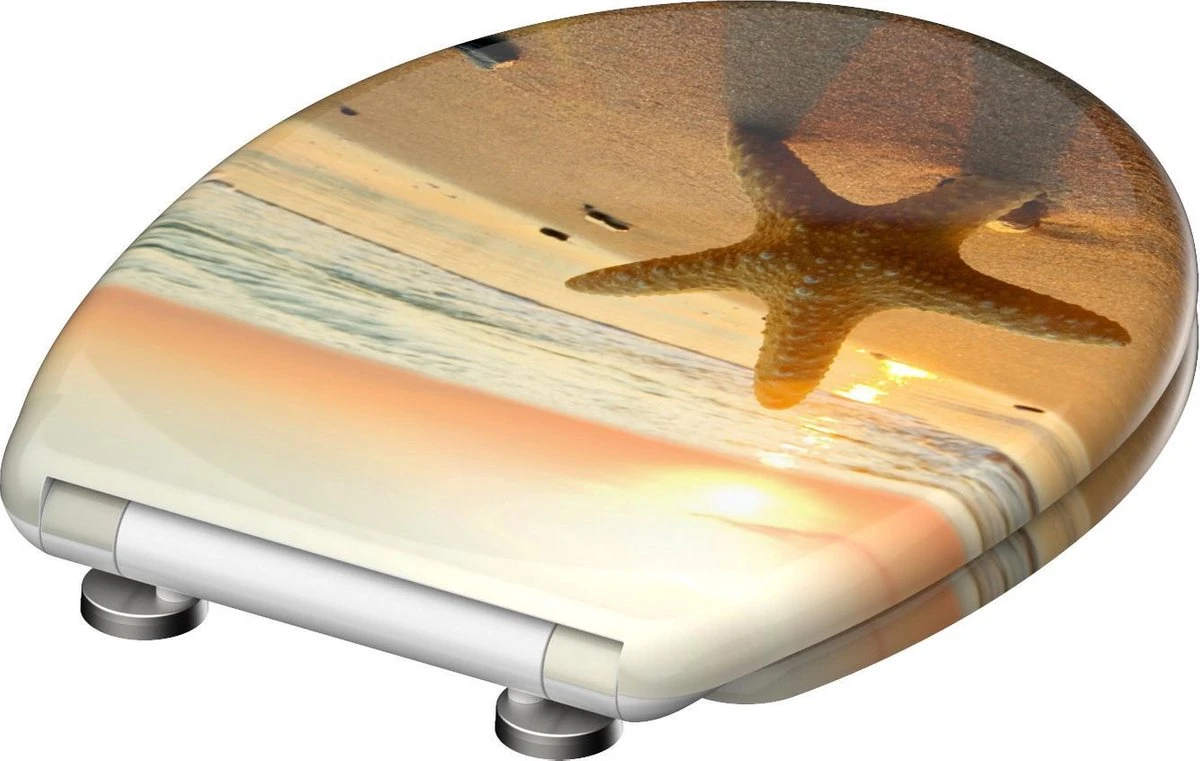 SCHÜTTE WC-Bril 82373 SEA STAR - Duroplast - Soft Close - Afklikbaar - RVS-Scharnieren - Decor - 3-zijdige Print 6 SCHÜTTE WC-Bril 82373 SEA STAR - Duroplast - Soft Close - Afklikbaar - RVS-Scharnieren - Decor - 3-zijdige Print - Afbeelding 6