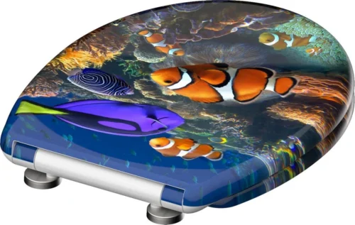 SCHÜTTE WC-Bril 82372 SEA LIFE - Duroplast - Soft Close - Afklikbaar - RVS-Scharnieren - Decor - 3-zijdige Print -Badkamer Kast Winkel 1200x761 5