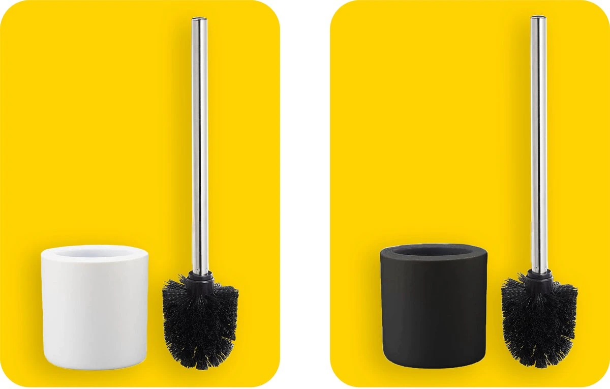 Toiletborstel Met Zwarte Borstel- Keramiek - Zwart - RVS - WC Borstel In Ronde Houder 5 Toiletborstel Met Zwarte Borstel- Keramiek - Zwart - RVS - WC Borstel In Ronde Houder - Afbeelding 5