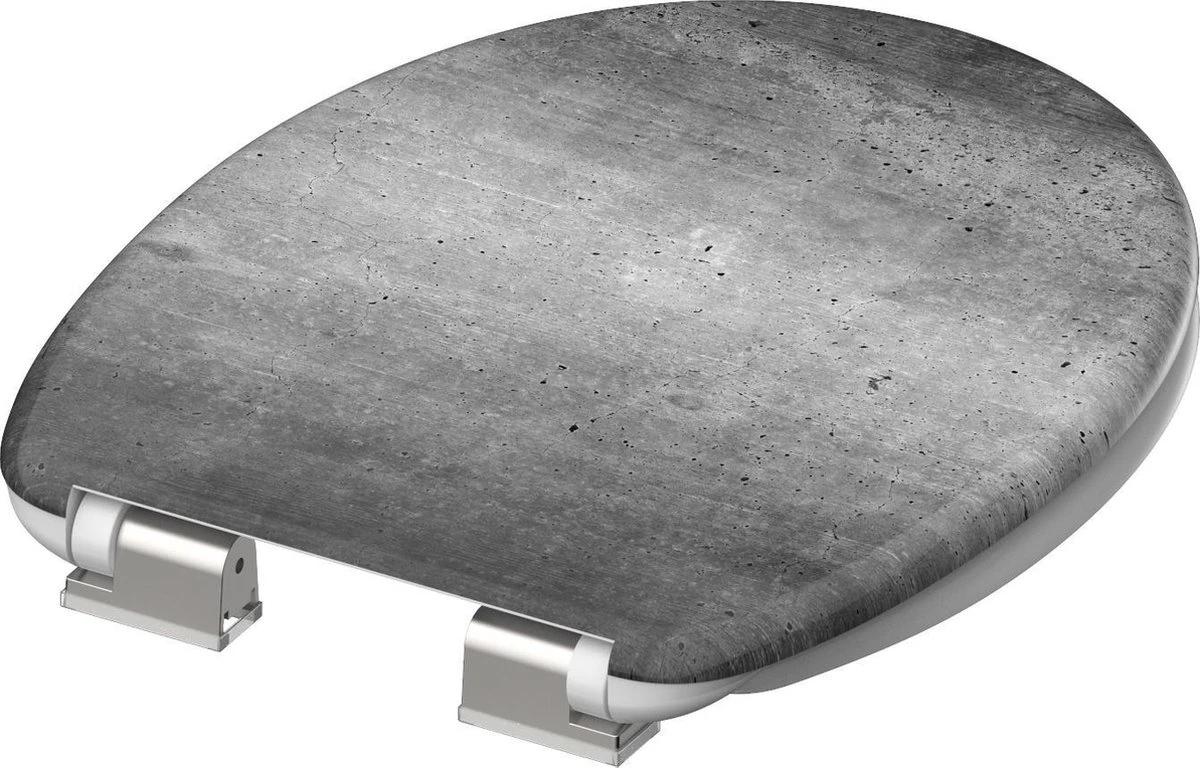 SCHÜTTE WC-Bril 82155 INDUSTRIAL GREY - Duroplast - Soft Close - Verchroomde Scharnieren - Decor - 1-zijdige Print 3 SCHÜTTE WC-Bril 82155 INDUSTRIAL GREY - Duroplast - Soft Close - Verchroomde Scharnieren - Decor - 1-zijdige Print - Afbeelding 3