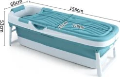 Livista® - Opvouwbaar XXL Bad - Blauw - Zitbad - Inklapbaar - Bath Bucket - 158 CM LANG - XXL - Incl. Onderwater LED Lichten En Rugkussen -Badkamer Kast Winkel 1200x770 5