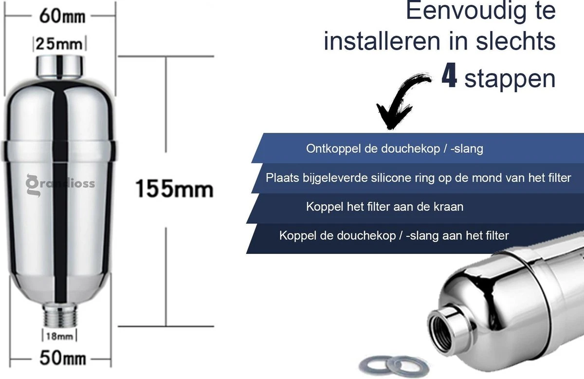 Universele Douchefilter Met Anti Kalk Filter En 15 Filtratie Lagen 4 Universele Douchefilter Met Anti Kalk Filter En 15 Filtratie Lagen - Afbeelding 4