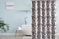 Su.B.dgn Douchegordijn 120x180 Anti Schimmel Polyester Badkamer Douchegordijn Wasbaar Met 12 Ringenl | Grijs Vierkant -Badkamer Kast Winkel 1200x799 8