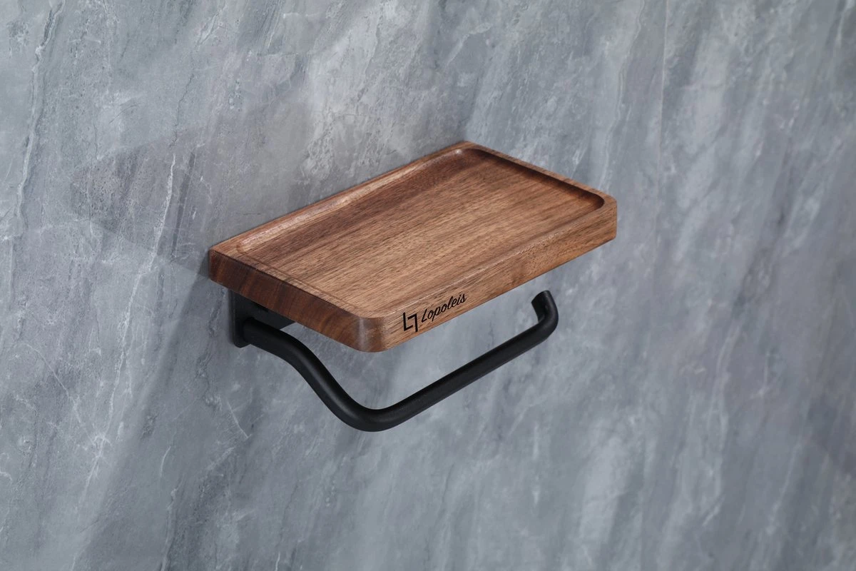 Lopoleis WC Rolhouder – WC-rolhouder – Luxe Toiletrolhouder Walnoothout – Zwart – Zelfklevend – WC Rolhouder Zonder Boren – Toiletrolhouder Met Plankje – WC Rolhouder Zwart – Badkamer Accessoires 1 Lopoleis WC Rolhouder – WC-rolhouder – Luxe Toiletrolhouder Walnoothout – Zwart – Zelfklevend – WC Rolhouder Zonder Boren – Toiletrolhouder Met Plankje – WC Rolhouder Zwart – Badkamer Accessoires