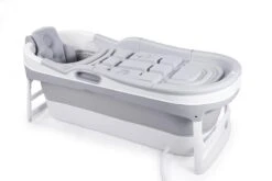 HelloBath Opvouwbaar Zitbad - Bath Bucket - 148cm - 220L - Extra Lang - Incl. Badkussen & Opberghoes -Badkamer Kast Winkel 1200x800 120