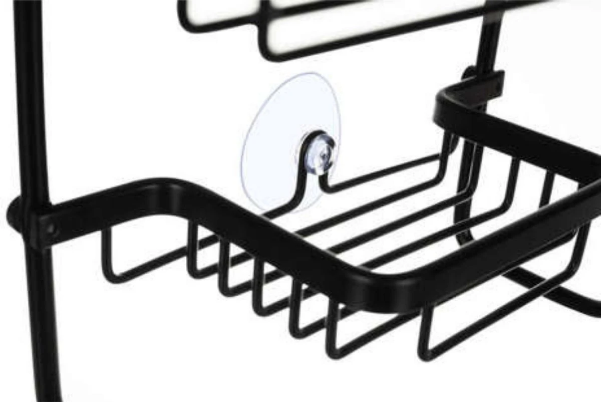 Recalma Doucherek 3 Laags - Monteren Zonder Boren - Zwart - Zuignap - Ook Voor Grote Flessen - Opbergrek Douche - 3 Etages 6 Recalma Doucherek 3 Laags - Monteren Zonder Boren - Zwart - Zuignap - Ook Voor Grote Flessen - Opbergrek Douche - 3 Etages - Afbeelding 6
