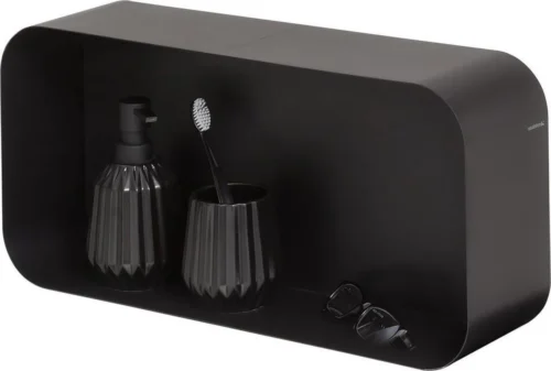 Sealskin Brix - Wandkubus Wandelement Wandrek - 12x50x24 Cm - Metaal - Zwart