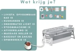 Livista® - Opvouwbaar Bad - Stoombad Grijs - Zitbad - Inklapbaar - Bath Bucket - 152 CM LANG - XL - Incl. Rugkussen, Stoommachine En Bad Accessoires -Badkamer Kast Winkel 1200x811 1