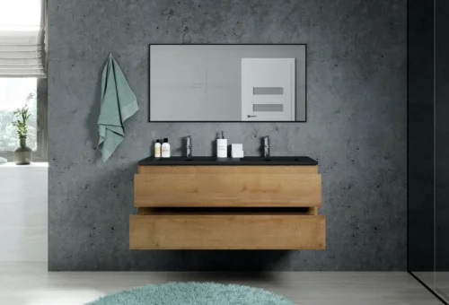 Badkamermeubel Angela 120cm Eiken - Badmeubel Met Zwarte Wastafel -Badkamer Kast Winkel 1200x815 5