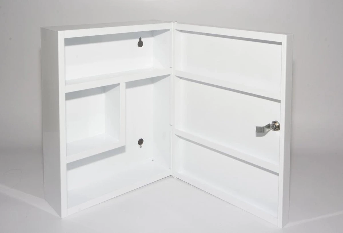 Culinorm Medicijnkast Van Staal Met Slot - 35cm X 45 Cm X 15 Cm - Wit 2 Culinorm Medicijnkast Van Staal Met Slot - 35cm X 45 Cm X 15 Cm - Wit - Afbeelding 2