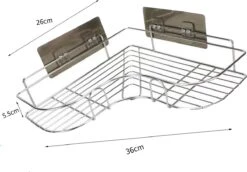HGMD® Doucherek Zonder Boren - RVS - Zelfklevend Doucherek –Badkamerrek - Badrek - Keukenrek - Doucherek Hangend – Badkamer Accessoires - Kruidenrek -Badkamer Kast Winkel 1200x838 3