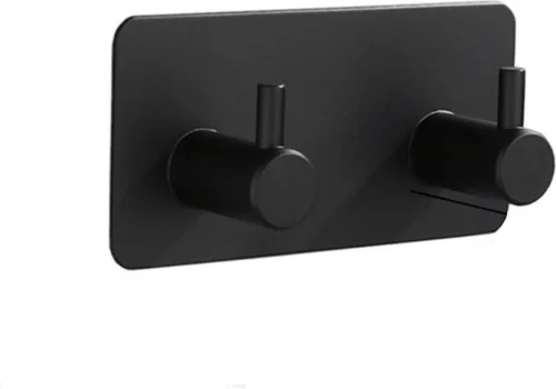 Merkloos Handdoekhaakjes - 2 In 1 RVS Zelfklevend - Rechthoekig Handdoek Haakjes - Handdoekhaak - Zwart