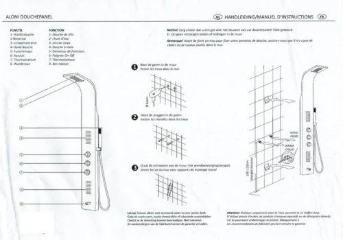 RVS Douchepaneel Met Thermostatische Kraan (5 Functie) 9 RVS Douchepaneel Met Thermostatische Kraan (5 Functie) -Badkamer Kast Winkel 1200x841 3