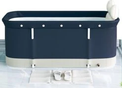 Merkloos Opvouwbaar Bad Voor Volwassenen | Opblaasbaar Zitbad BLAUW – Mobiele Badkuip – Bath Bucket – Zwembad