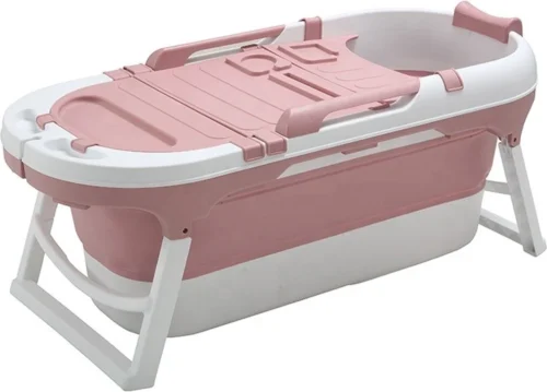 Vonia Opvouwbaar Bad - Zitbad - Bath Bucket - 140 Cm Lang - Inklapbaar Bad - Incl. Badkussen - Roze