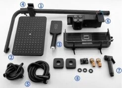 Merkloos Compleet Douchesysteem | ABS Doucheset | Mat Zwarte Hoofddouche En Handdouche | Vierkante Regendouche Voor Badkamer | Verstelbaar | Temperatuur Display | 360° Draaibaar -Badkamer Kast Winkel 1200x869 4