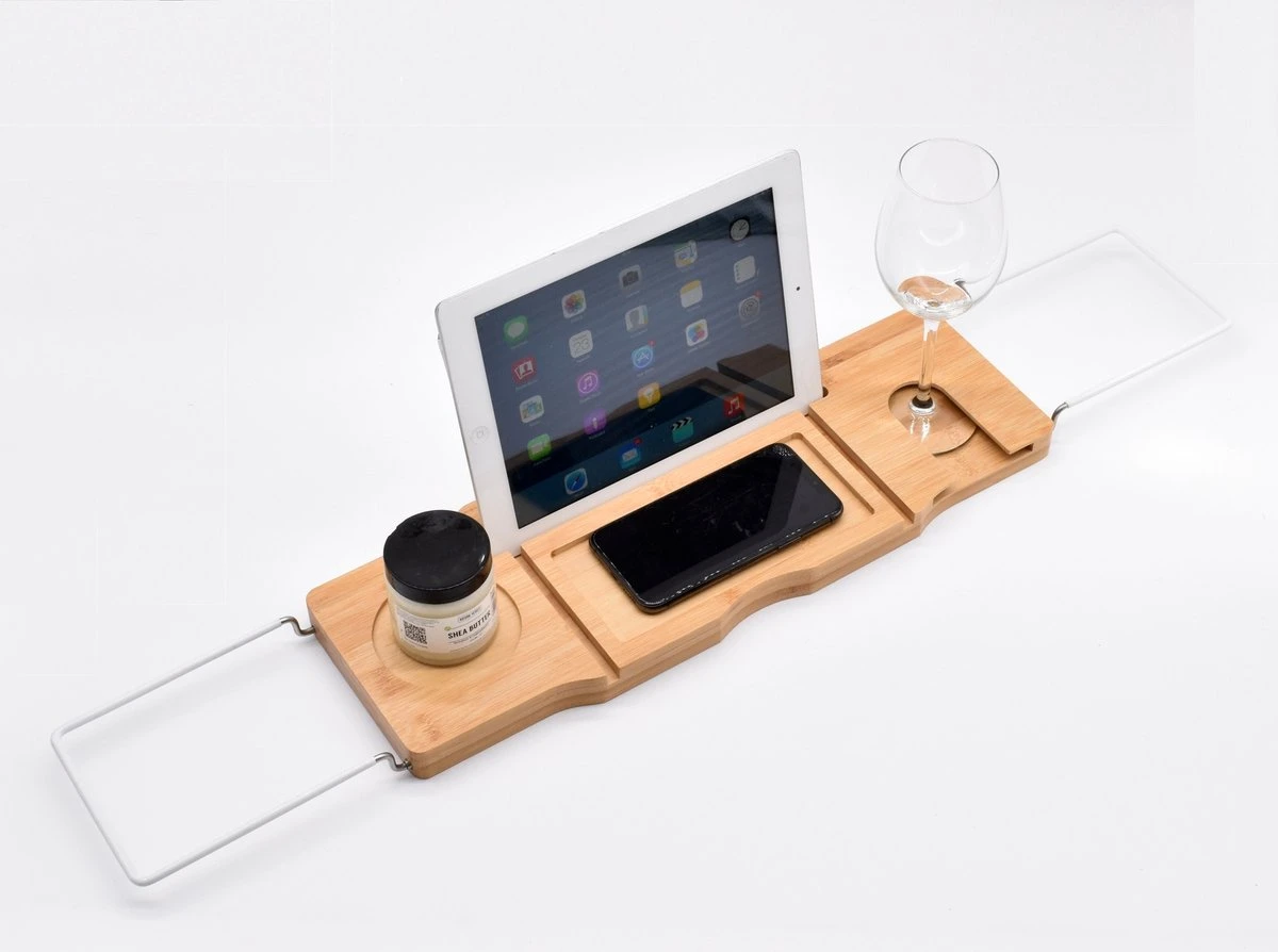 Badrek Bamboe Met IPAD Houder Galeara - Tablethouder - Telefoonhouder - Anti-slip Krasbescherming Badcaddy Badkuiprekje - Badrekje Uitschuifbaar Bamboe Hout 3 Badrek Bamboe Met IPAD Houder Galeara - Tablethouder - Telefoonhouder - Anti-slip Krasbescherming Badcaddy Badkuiprekje - Badrekje Uitschuifbaar Bamboe Hout - Afbeelding 3