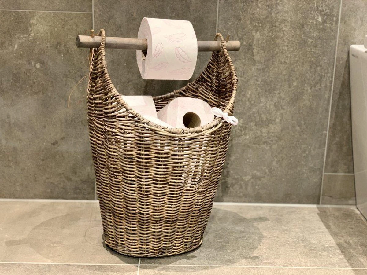 Toilet Rolhouder - Toilet Basket - Riet - Reserverolhouder - Opbergmand - Toiletrolhouder - Rattan - Wc - Rolhouder - Rollenmand 1 Toilet Rolhouder - Toilet Basket - Riet - Reserverolhouder - Opbergmand - Toiletrolhouder - Rattan - Wc - Rolhouder - Rollenmand