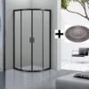 Merkloos Douchecabine Kwartrond 90x90x200 Cm 6 Mm Nano Anti Kalk Veiligheidsglas Met Zwart Aluminium Omlijsting